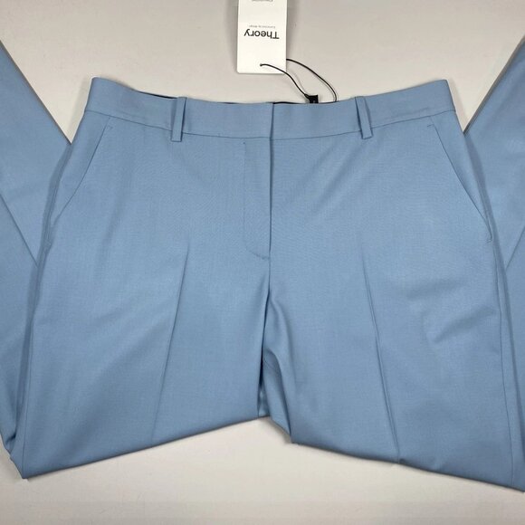 Theory Trecca 2 Cropped Mid‑Rise Suit Trousers – Stone Blue – Size 8 – NWT - Picture 1 of 8